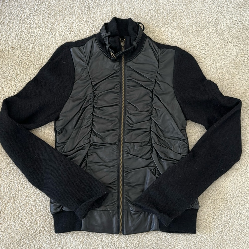 XCVI Leather Sweater Knit Jacket